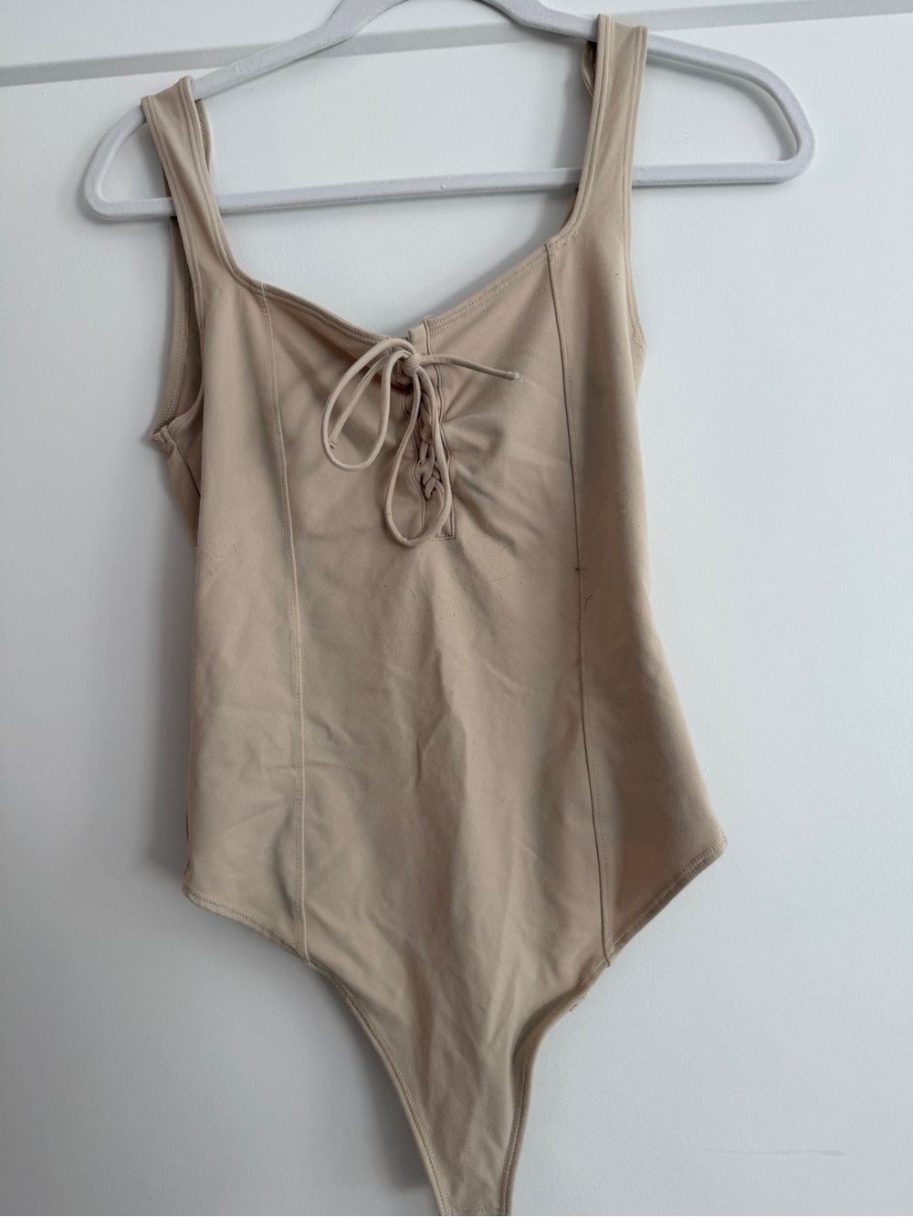 Abercrombie & Fitch Beige Lace-Up Bandeau Bodysuit
